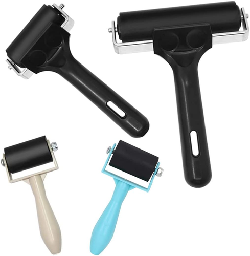 4PCS Rubber Roller Brayer, 3 Sizes Glue Roller for Paint Block Stamping, Print - 第 1/6 張圖片