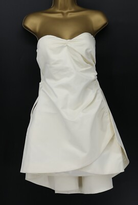 ROTATE BIRGER CHRISTENSEN TRÄGERLOSES SATIN-MINIKLEID DAMEN UK 8 ELFENBEIN UVP £295