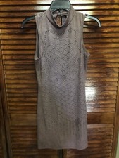 WINDSOR - Womens Purple Faux Suede Type Studded Sleeveless Fitted Dress - Size M