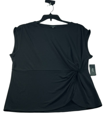 Alfani Blouse Womens Plus size 0X Black Side Knot Sleeveless Stretch New
