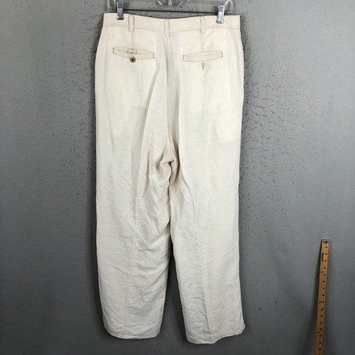 The J. Peterman Company Linen Pants Womens 12 Tan Wide Leg Boho Beach Neutral - Picture 3 of 20