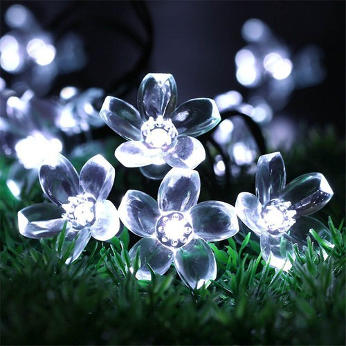Outdoor Solar Flower String Lights 50LED Fairy Light Christmas Garden Decoration - Picture 29 of 57