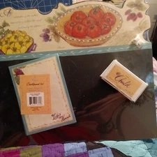 HTF Flavia Chalkboard Set w/Board/Chalk/Notepad-Earths Harvest-Magnetic-MIOP