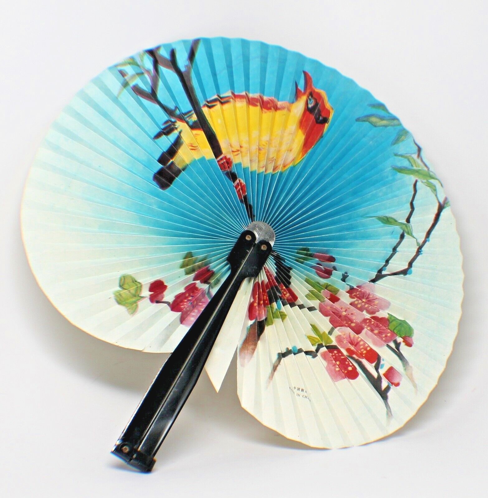 Vintage Japanese Cherry Blossoms + Exotic Bird Folding Hand Fan eBay
