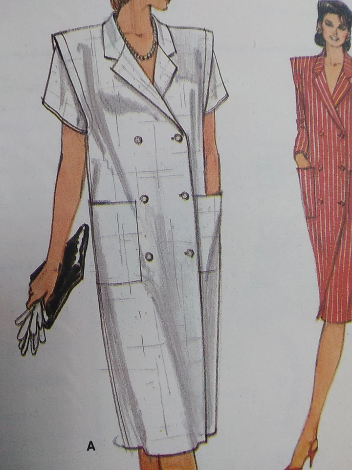 Vogue 8673 Dress Double Breasted Sewing Pattern Ladies 14 UC VTG 80s Very Easy - Image 2 of 4