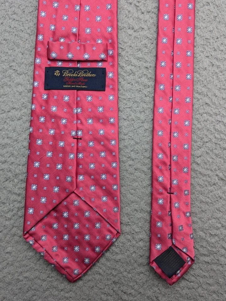 Gravata masculina vintage Brooks Brothers lã dourada feita à mão seda rosa década de 1980 - Imagem 4 de 4