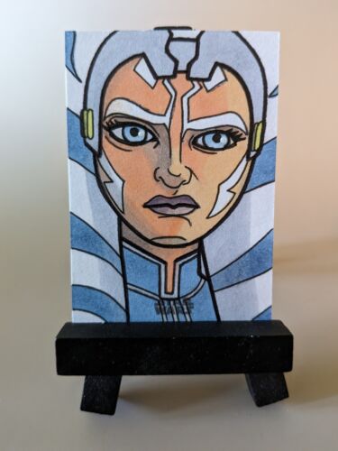 2023 Topps STAR WARS Galaxy Sketch AHSOKA TANO by Nick Gribbon - Picture 1 of 2