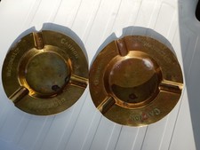 VINTAGE BRASS WM STONES LTD ASH TRAY X2 - CANNON - MANCAVE BREWERIANA BARWARE