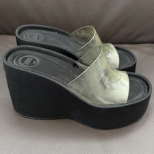 Zara Women s Black/Clear Wedge Slide Sandals ...