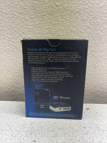 Aaxa Technologies P2 Jr Pico Projector 55 Lumen Built-in Speaker Pocket-Sized - Picture 3 of 6