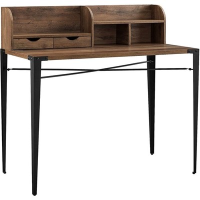Interior Elements Wooden Secretary Office Desk with Hutch - Walnut, 42''