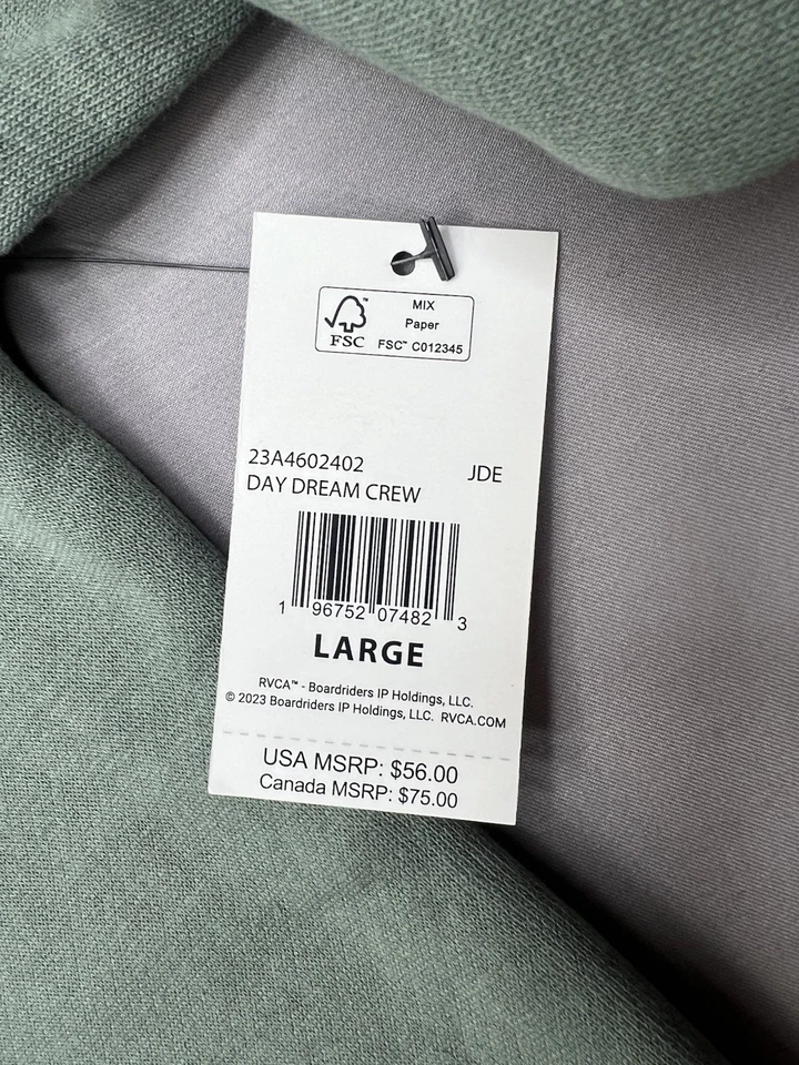 RVCA Hombres Día Sueño Jade Pullover Cuello Redondo Sudadera Talla L Foto 4 de 4