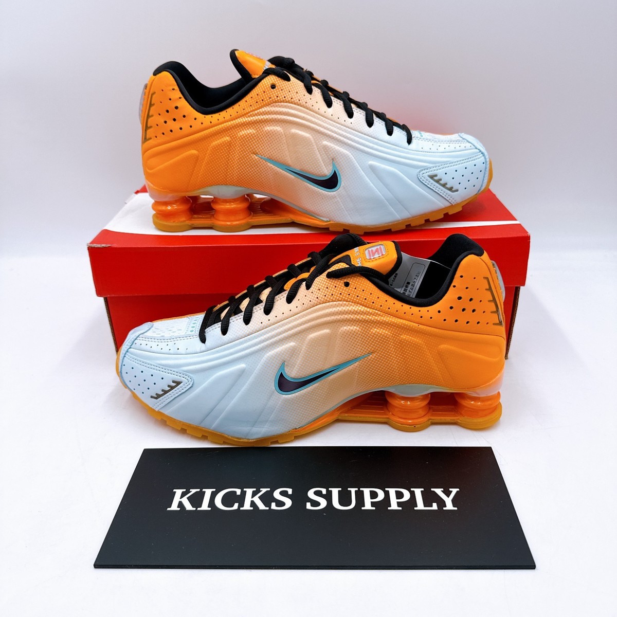 Nike Shox R4 IH2343-801 Vivid Orange Glacier Blue Women's Sneakers