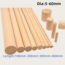 BeechWood Dowels Smooth Rod Pegs Craft Sticks DIY Wooden Dowel Woodcraft φ5-60mm