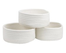 Small Basket, Set of 3 Small Woven Baskets, Cotton Rope Baskets for White