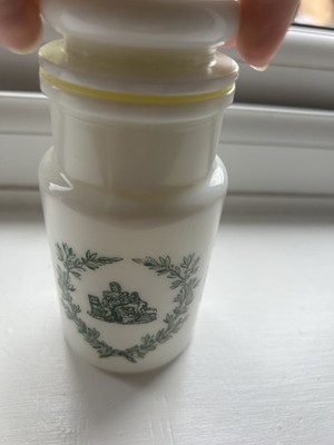 Vintage Milchglas Opal Opal Gewürzgläser Apotheke Küche grün Engel Muster
