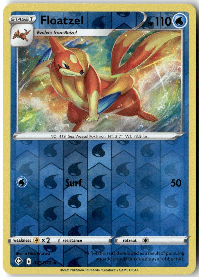 Floatzel 023/072 Uncommon Shining Fates Pokemon Reverse Holo Moderately Played