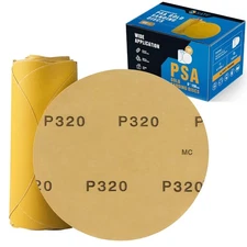 S SATC Premium Gold Sandpaper 6 Inch 100 PCS Sanding Discs 320 6 inch, Yellow 