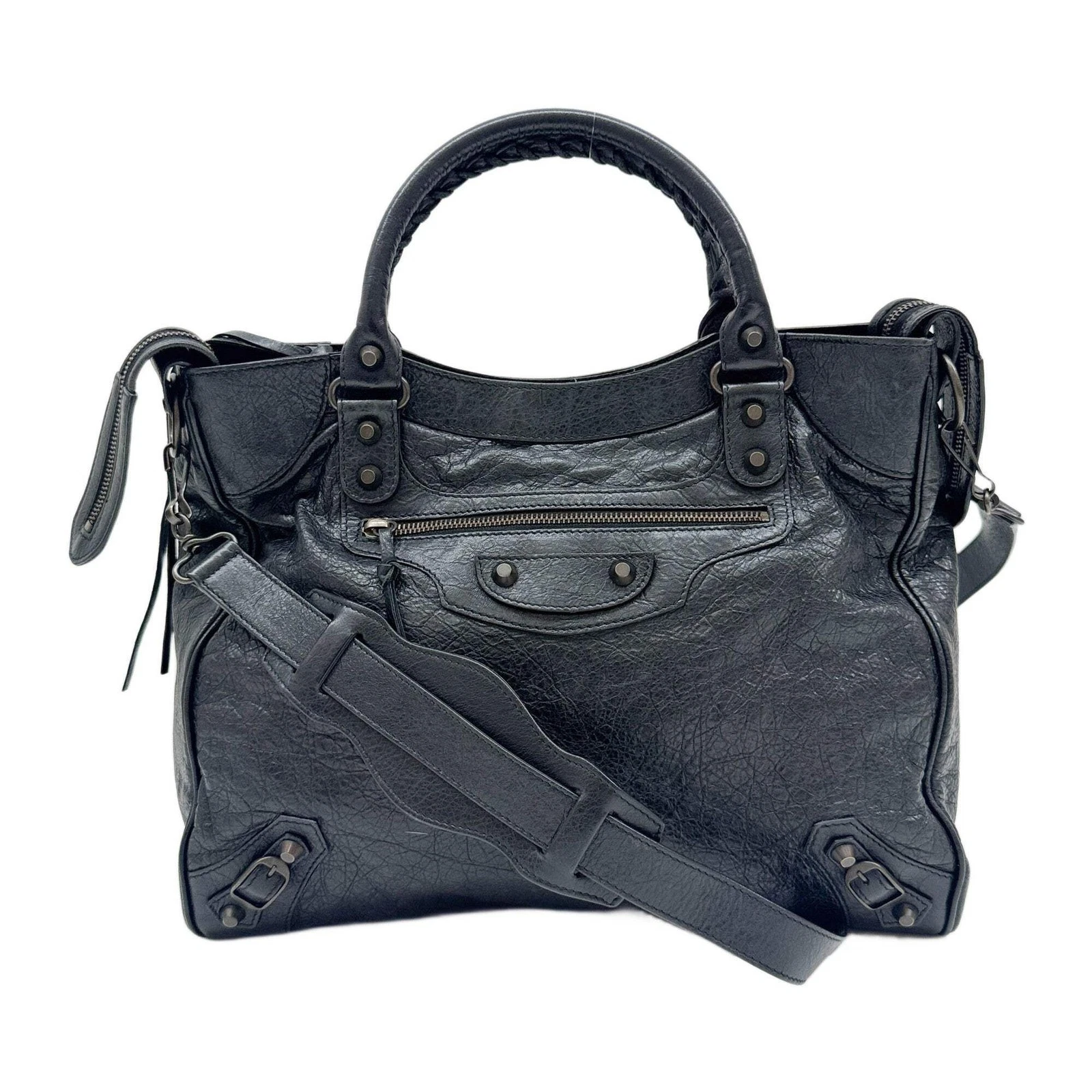 Balenciaga — BALENCIAGA Velo Black Leather Two-Way Bag