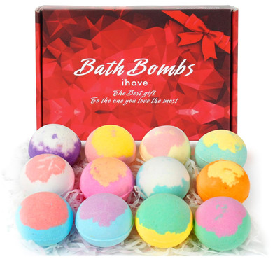 Bath Bombs for Kids and Women, 12 Natural Handmade Bath Bomb Gift Set, Bubble Ba