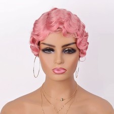 Retro Water Wave Wig for Women Short Finger Wave Wig Cosplay Costume Party Wigs