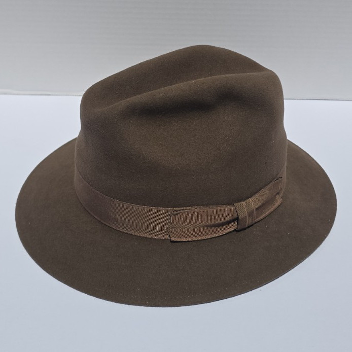 Robert Hall Men's Brown Solid Pattern Fedora Hat, Size 7 1/2