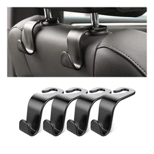 Car Back Seat Headrest Hooks, 4 Pack Black Stylish Hanger Black2 