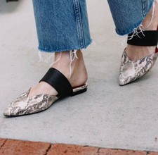 Anine Bing Daphne python  Leather Slip On Mule Flats Sz 39 Uk 6