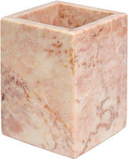 Natural Marble Makeup Brush Holder with Unique Veined Pattern, Sturdy Non-Slip B