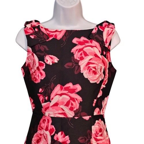 Kate Spade New York A-Line Fit & Flare Rambling Roses Dress Sz 0 Black & Pink - Picture 2 of 10