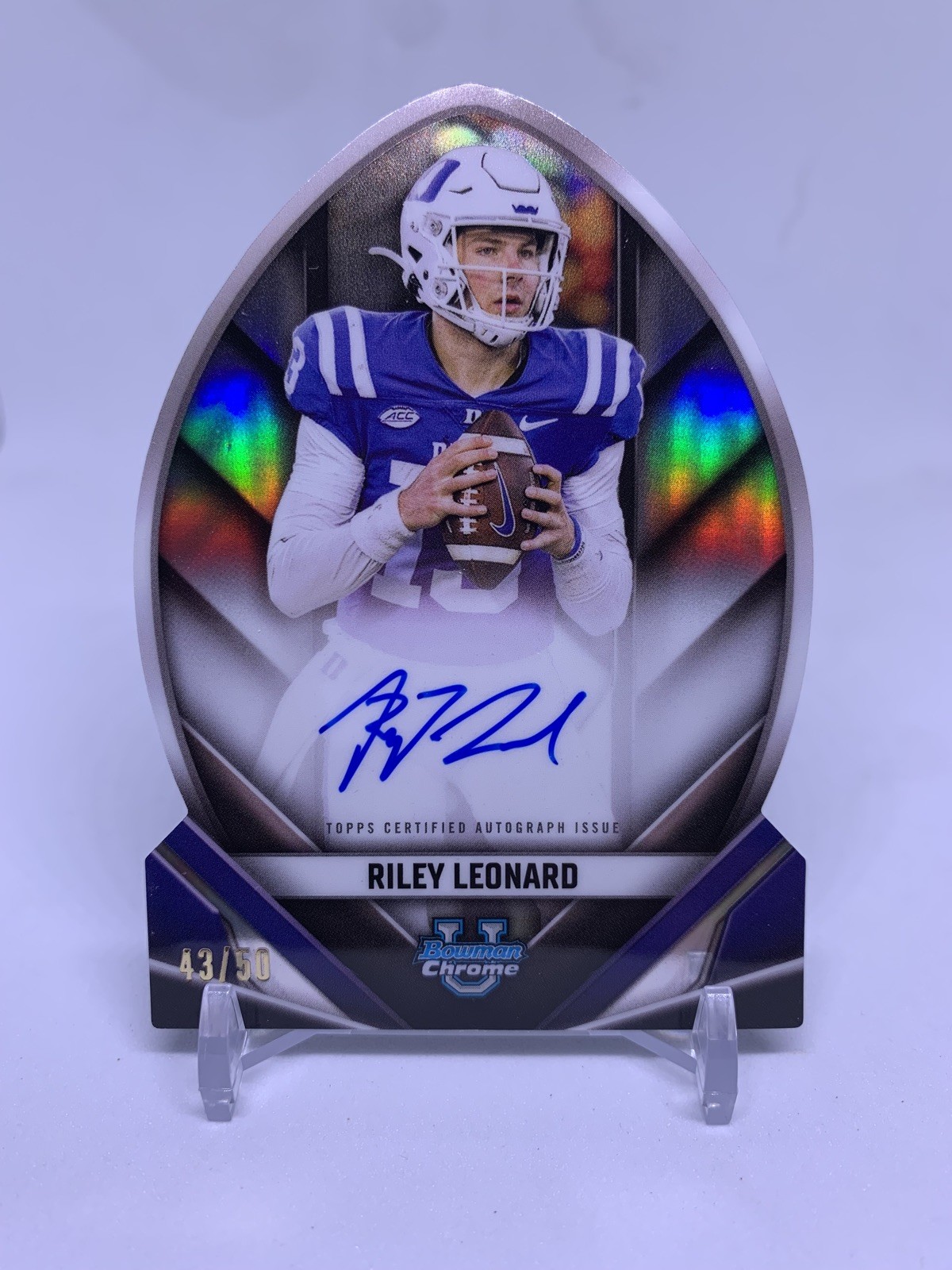2023 Bowman Chrome U Riley Leonard Future Of Football Die-Cut Auto /50