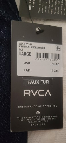 Chaqueta vaquera grande RVCA NUEVA CON ETIQUETAS forrada de piel sintética precio de venta sugerido por el fabricante $150 30x22 - Imagen 5 de 12