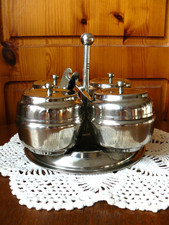 Vintage Silver Metal Cruets Set