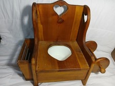 VTG Handmade Wooden Toddlers Potty Training Bench Heart Cutout Book Holder Clean