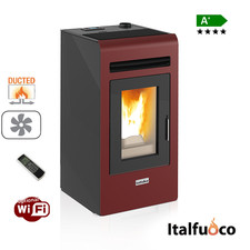 Stufa a pellet canalizzata Italfuoco Cayenne 12Kw - 300 m³ Bordeaux con telecom