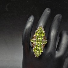 Sterling Silver Peridot Ring Statement Size 6 Green Gemstone