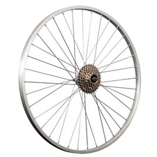 28 Zoll Fahrrad Hinterrad Laufrad Aluminiumfelge mit 8 fach Zahnkranz Set silber