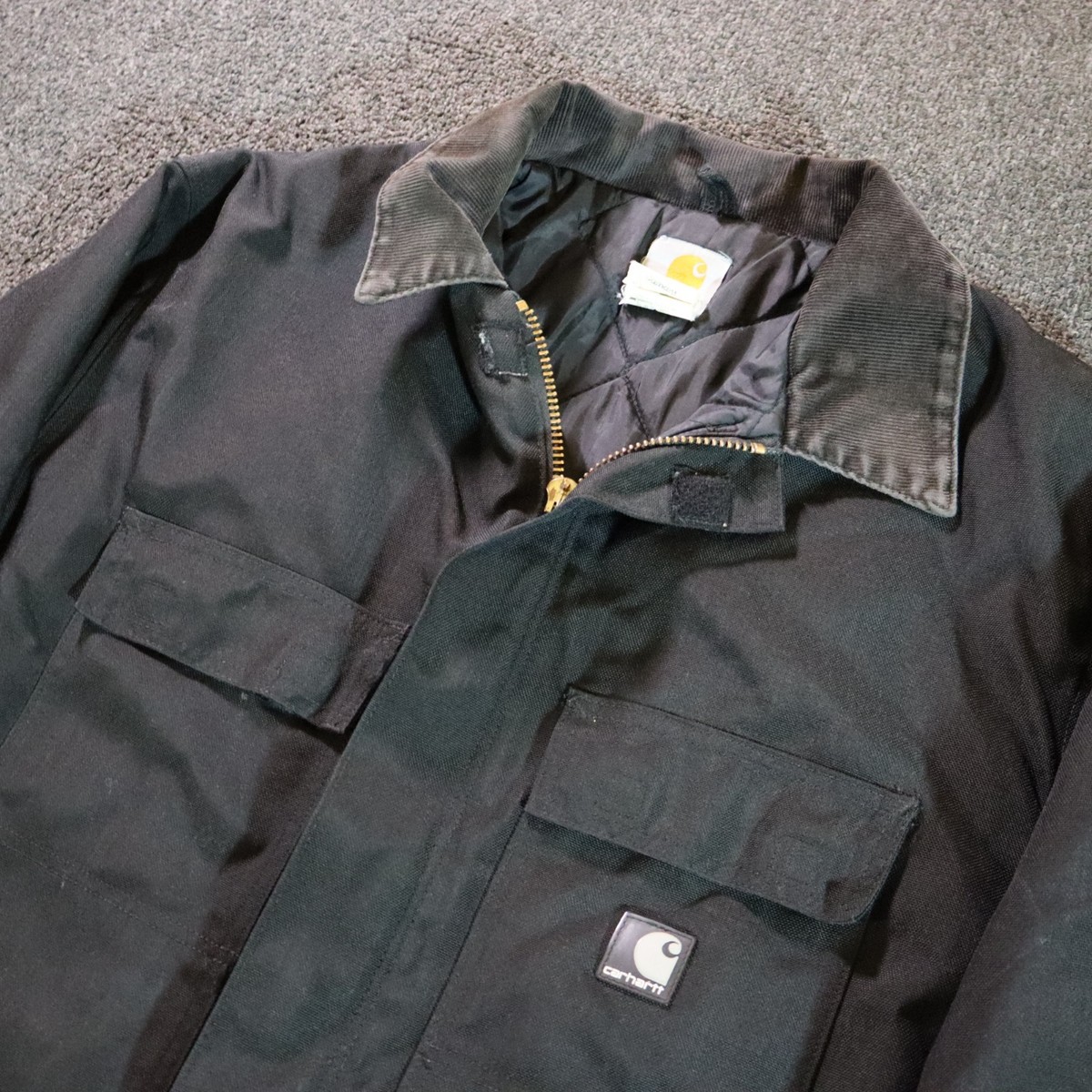 Carhartt C55 BLK Quilt-Lined Work Coat Mens 2XL Black Canvas Work