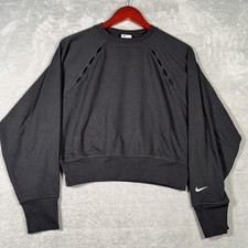 Nike Dri-FIT Sweatshirt Womens S Black DM7653-010 Get Fit Croped Fleece Crew