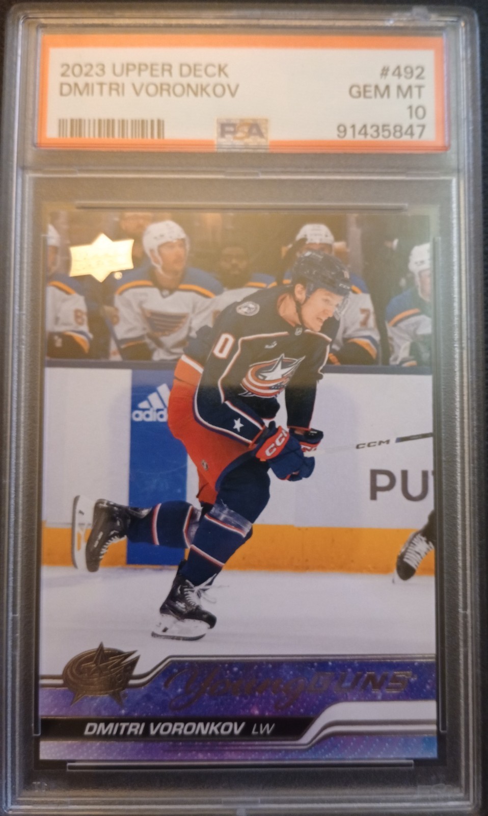 2023-24 Upper Deck #492 Dmitri Voronkov Blue Jackets Rookie RC - PSA 10