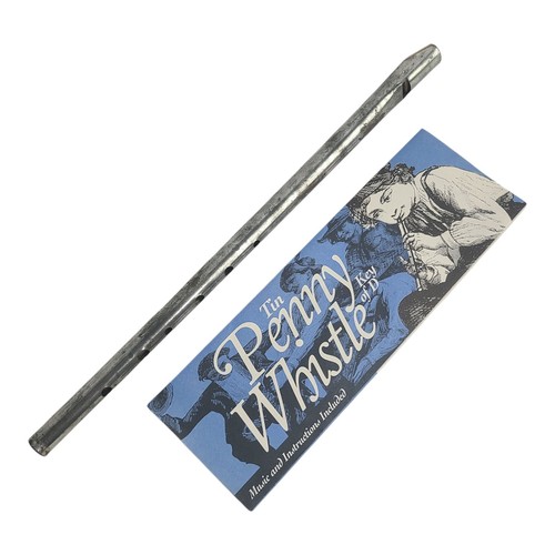 Tin Penny Whistle with Instructions / Sheet Music by Cooperman Fife & Drum Co.