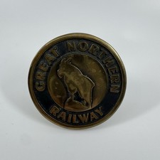 Great Northern Railway Brass Belt Buckle Vintage USA Rustic Western Cowboy Ram