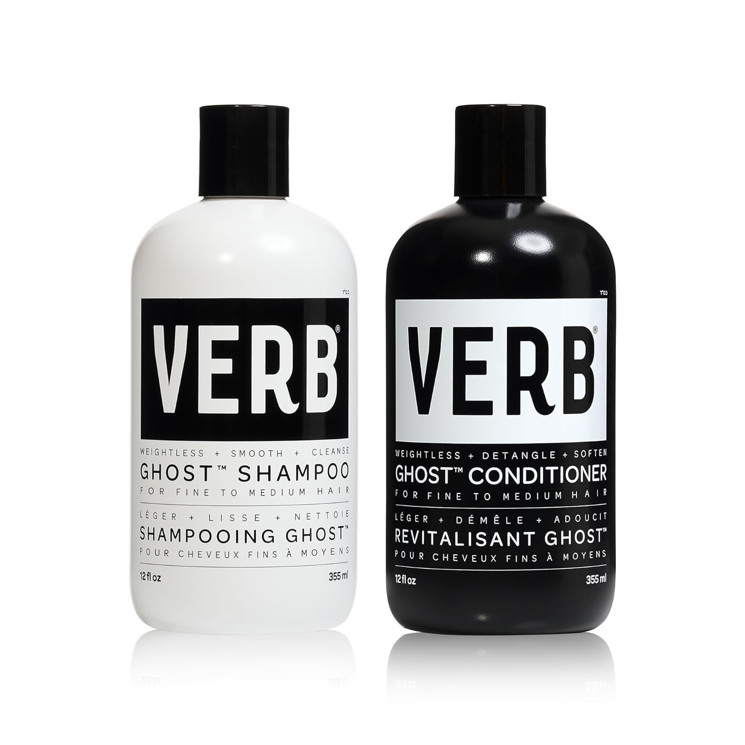 VERB Ghost Shampoo & Conditioner Duo Set, 12 fl oz, Infused with Moringa Oil