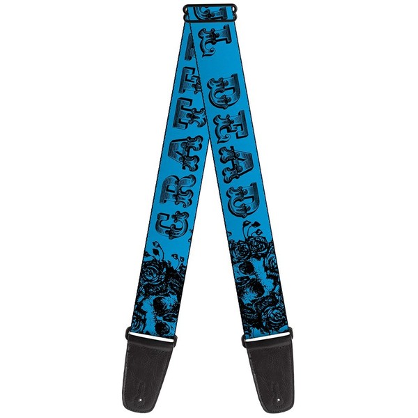 Guitar Strap - Grateful Dead Text W/Skull & Roses Turquoise (Us Import) ACC NEU-image