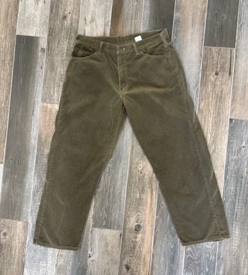 VINTAGE LEVI'S 565 LOOSE FIT WIDE LEG CORDUROY PANTS OLIVE 36 X 30 (29) USA - Image 1 of 4