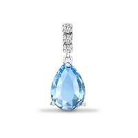 Jewelco London 18 Karat WeißGold Diamant Blauer Topas FreudenträNen