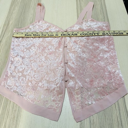 VTG Delicates Camisole Sz L Velvet Burnout Coquette Floral Sheer 90s Regencycore - Picture 6 of 7