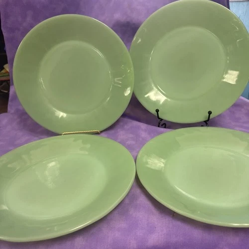 Jadeite Fire King Set of Four (4) Restaurant Ware 9" Plates No Chips No Cracks