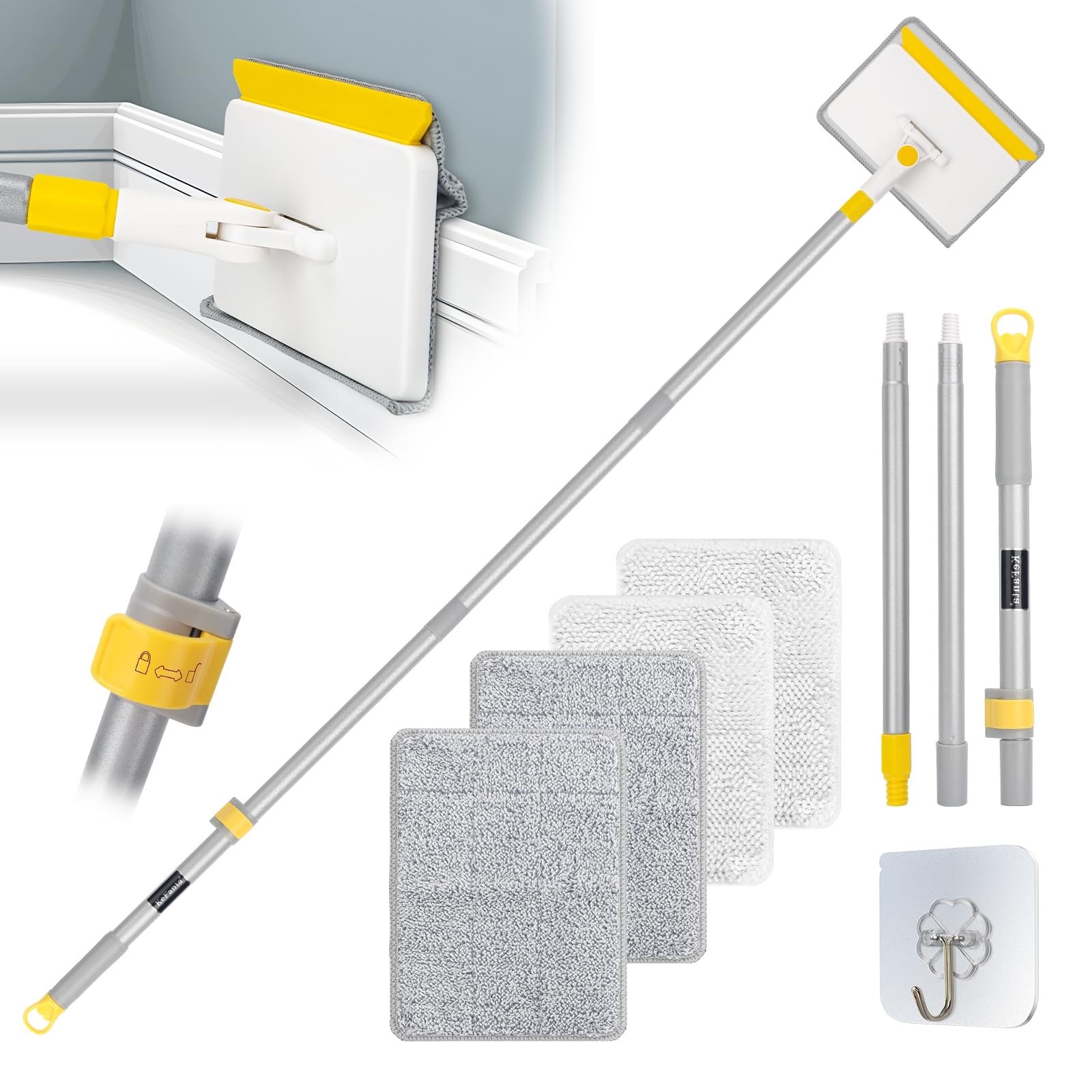 KeFanta Baseboard Cleaner Tool with Handle,55" Extendable Long Handle Wall Cl...