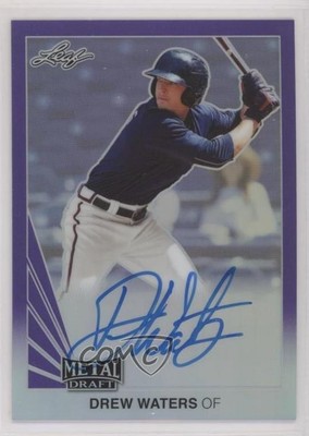 2019 Leaf Metal Draft 1990 Throwback Purple 18/25 Drew Waters #LT-DW2 Auto 0xs1